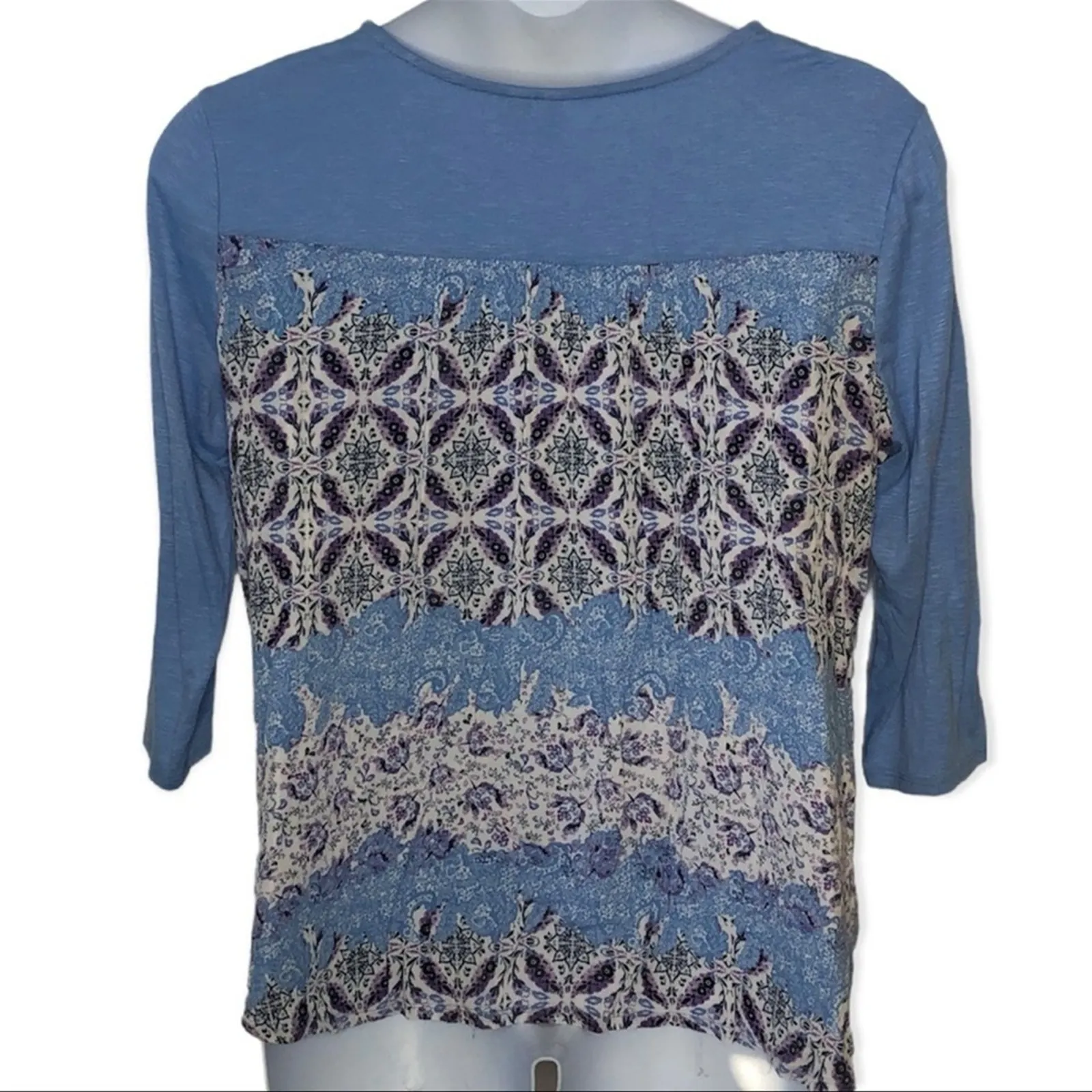 Cato Paisley Floral Medallion Blouse Size Large | Embroidered Front 3/4 Sleeve - Image 7