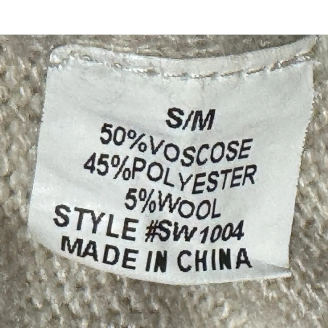 Newbury Kustom S/M Cowl Neck Tunic Sweater Oatmeal Wool Blend Ribbed Knit Slits - Image 5