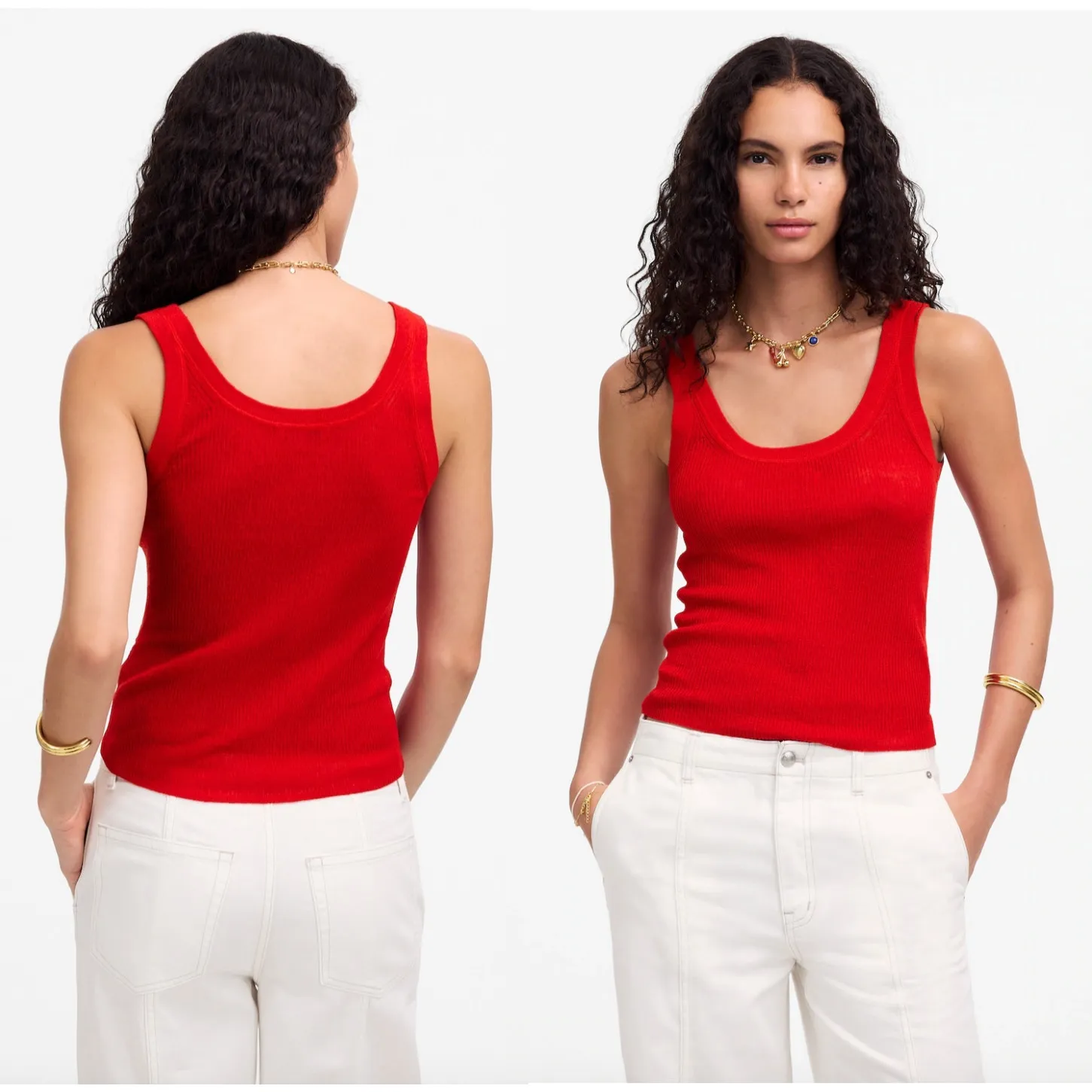 Madewell | NWT Linen-Blend Scoopneck Sweater Tank Festival Red | Sz S - Image 2