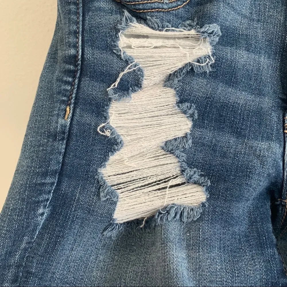 American Eagle Outfitters Distressed Hi-Rise Shortie Jean Shorts 2 - Image 2