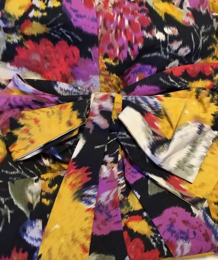 Anthropologie Black Pink Floral Strapless Bow Dress Sz 2 Woman MOULINETTE SOEURS - Image 4