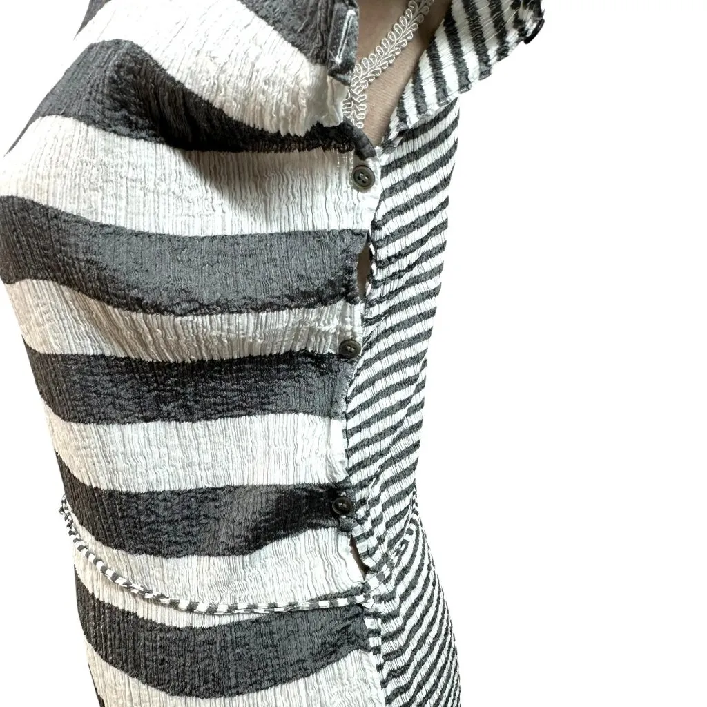 Cauliflower by Issey Miyake Gray Stripe Pleats Crinkle Dress One Size Size undefined - Image 4