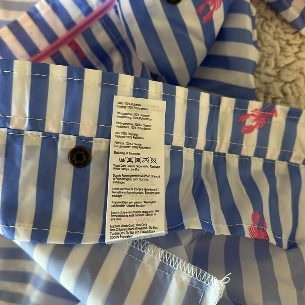 Joules Women's 6 Longline Rain Jacket Blue Stripe Lobster Print Preppy Nautical - Image 16