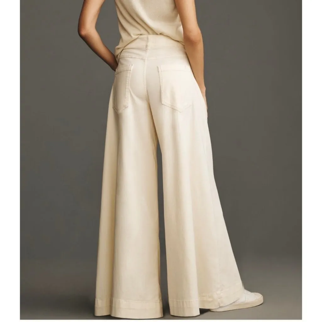 Pilcro Anthropologie High-Rise Wide-Leg Palazzo Pants Size 28 Buttercream - Image 2