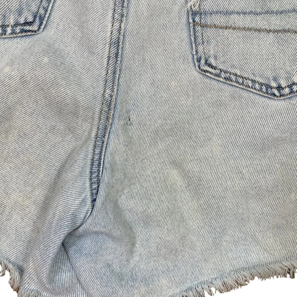 American Eagle Mom Ripped/Distressed Light Wash Cutoff Jean Shorts - Image 7