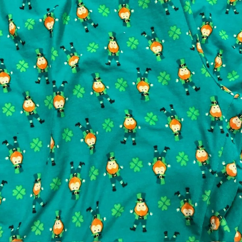 Green St. Patrick’s Day Leggings – Shamrocks & Leprechauns – Women’s Size XL - Image 2