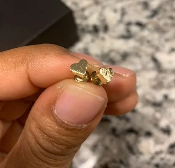 Mini Heart Earrings Dipped In Gold!! Brand new! So Cute And Dainty!! Gold - Image 4