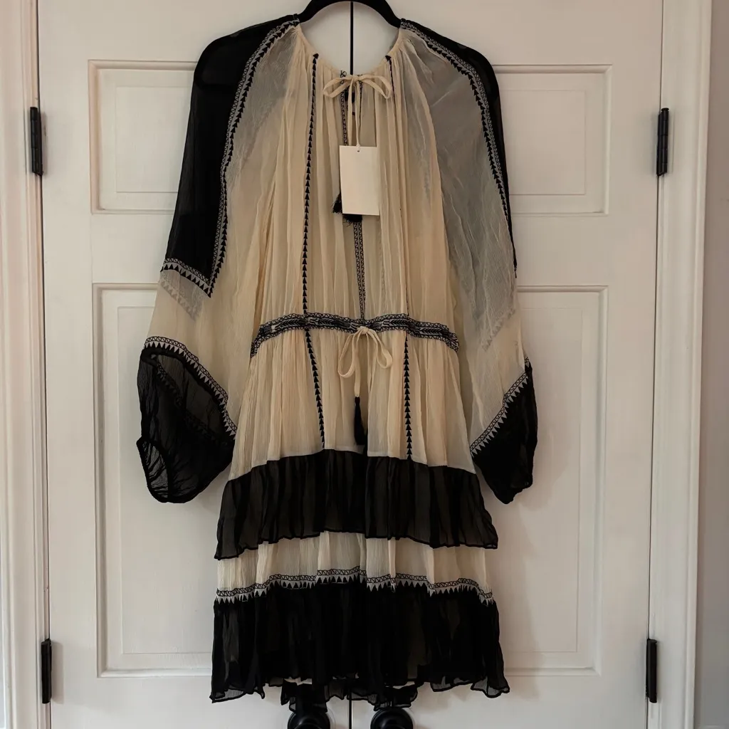 Ulla Johnson Loreli Dress Moonflower Size 14 NEW Boho Bohemian Flowy Tassel Tier - Image 4
