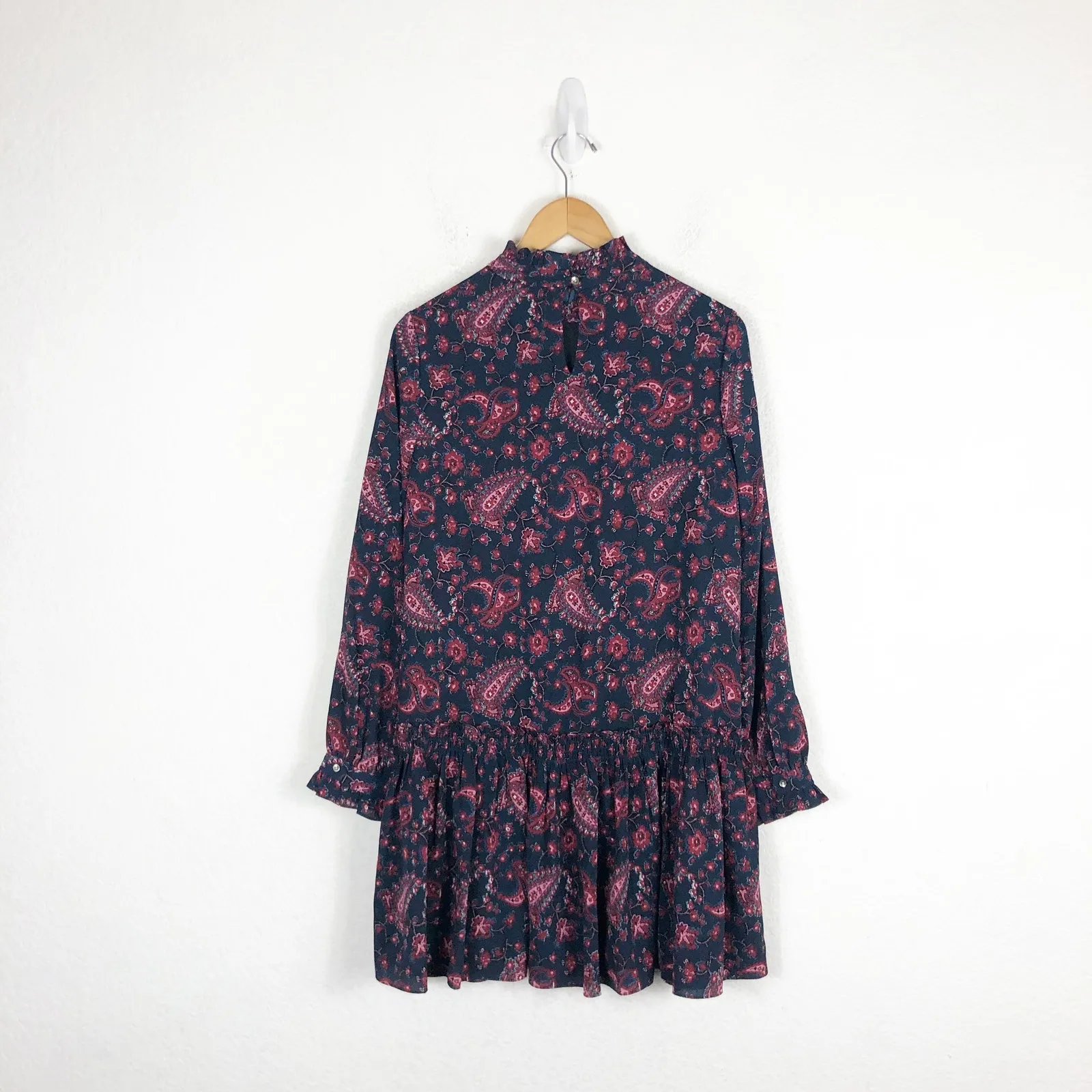 La Vie Rebecca Taylor Long Sleeve Madeline Mini Dress Large Paisley Boho - Image 13