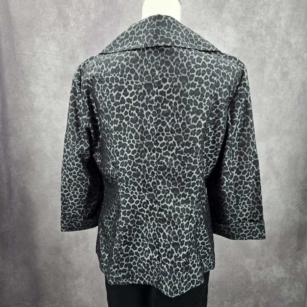 Alex Marie Black Gray Executive Jacket Coat Formal Animal Print Medium - Image 2