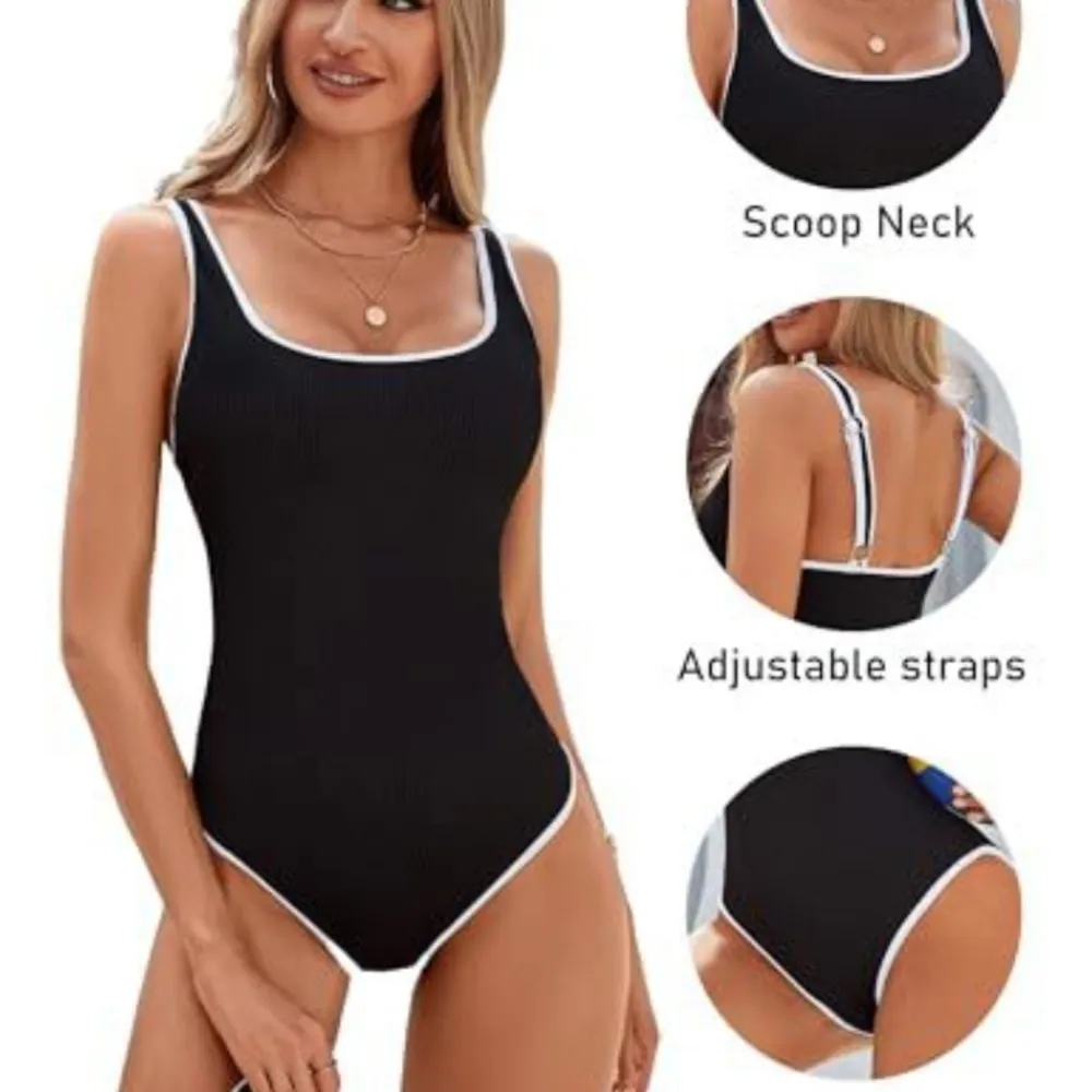Sporty Black One Piece Swimsuit, High Cut, New, Size S - Image 3