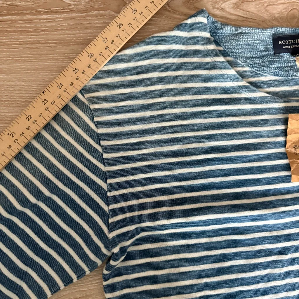 Scotch & Soda Women’s XL Indigo Blue Long Sleeve T-Shirt Stripe Classic Nautical - Image 7