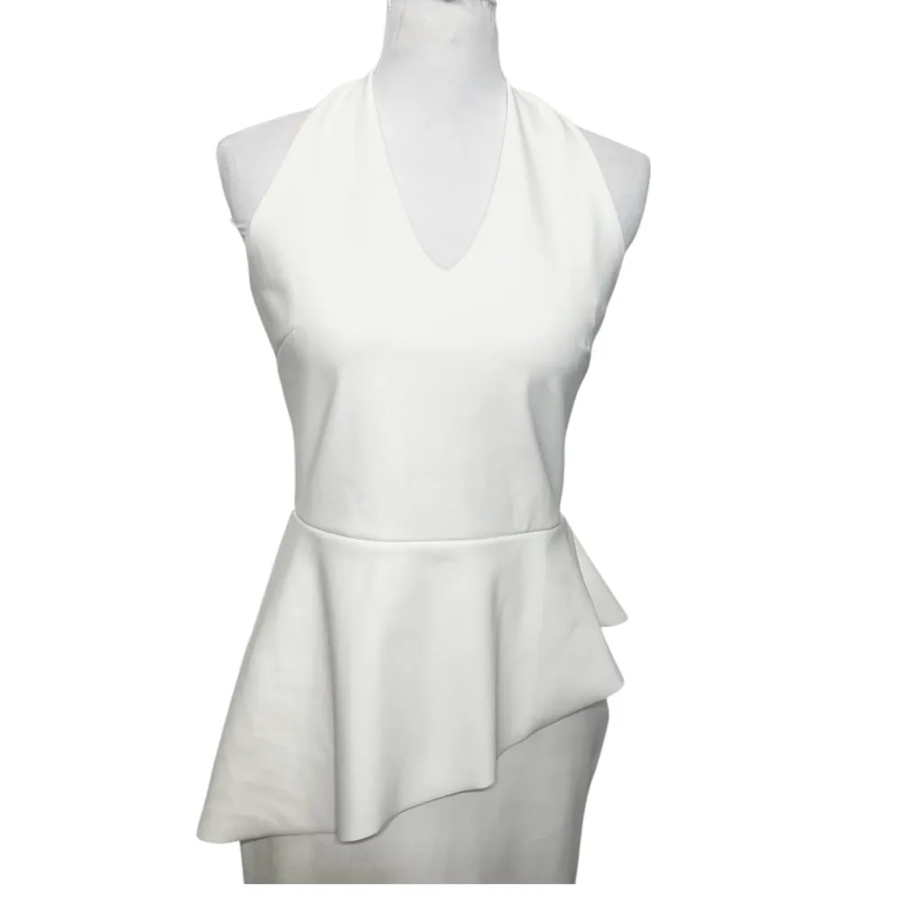 Chiara Boni La Petite Robe White Halter Peplum Dress Women’s Medium Cocktail - Image 3
