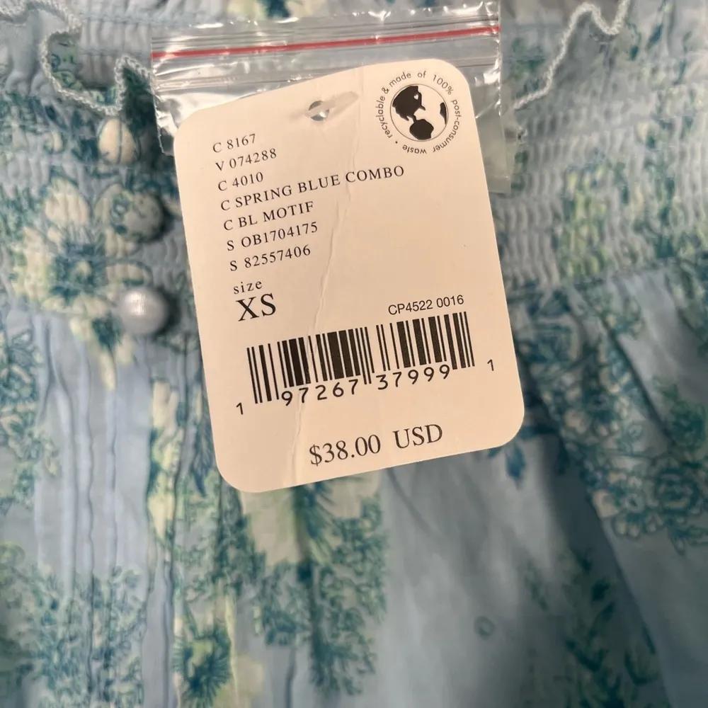 FP Intimately Floral Smocked Semi Sheer Cottage Shortie New XS Button Ditsy - Image 6