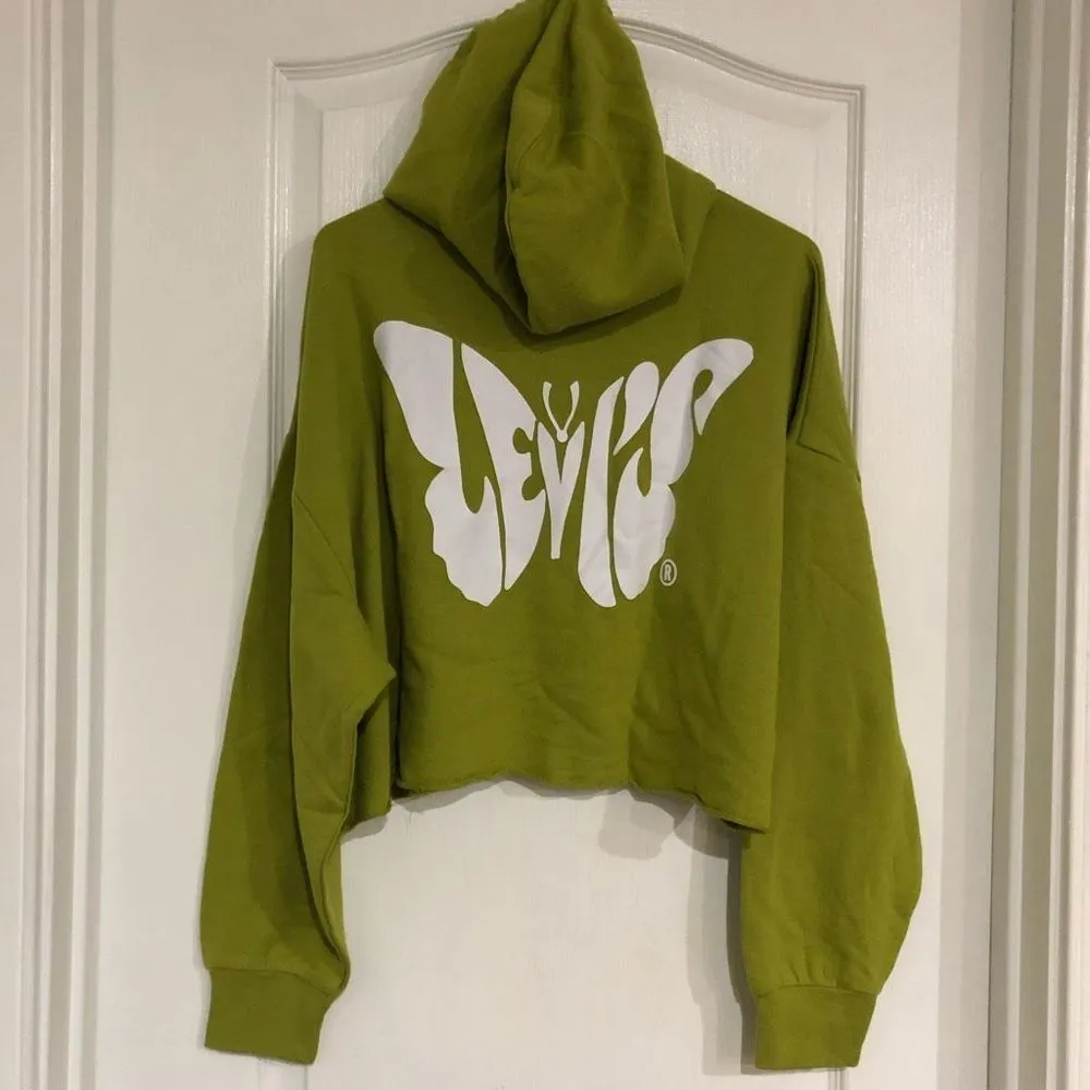 Brand New Levi’s Spilt Pea Prism Crop Pullover Hoodie For Women Size Medium Green - Image 6