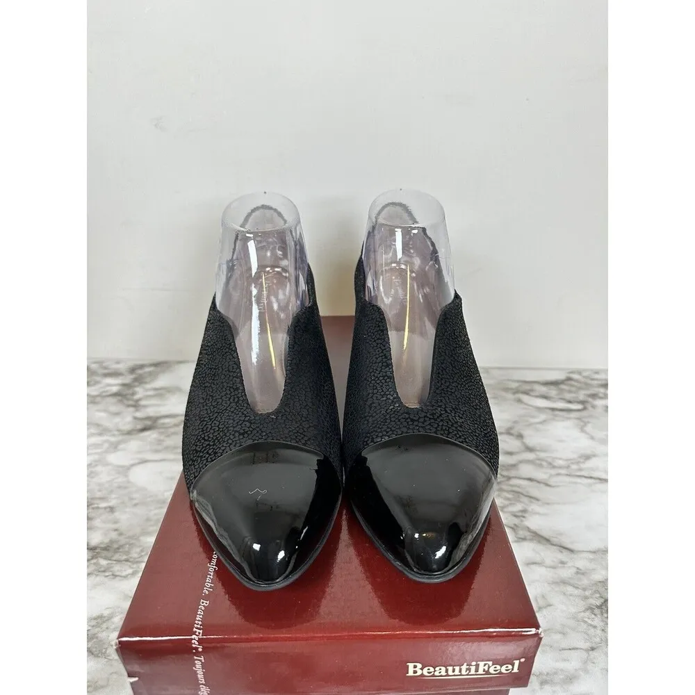 BeautiFeel Meryl Cap Toe Suede + Leather High Heels Pumps NEW Black Size EU41 - Image 7