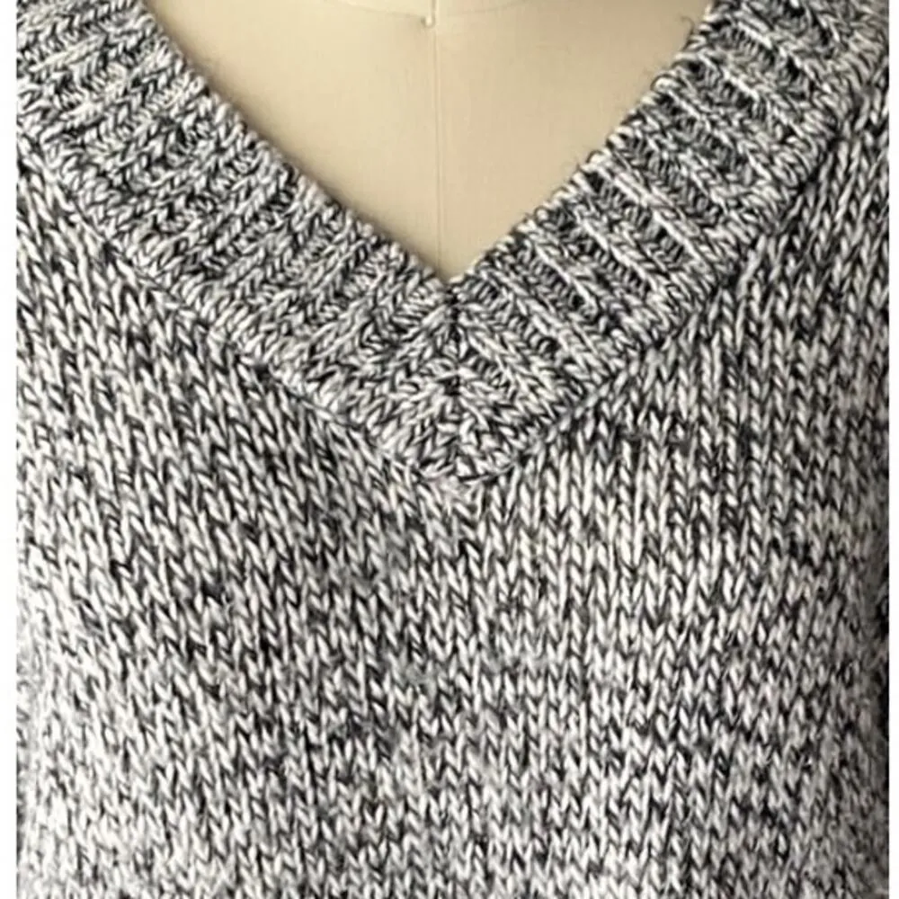 CHAPS Black & White Chunky V-Neck Metallic Pullover Sweater ~ Plus Size 2X - Image 4