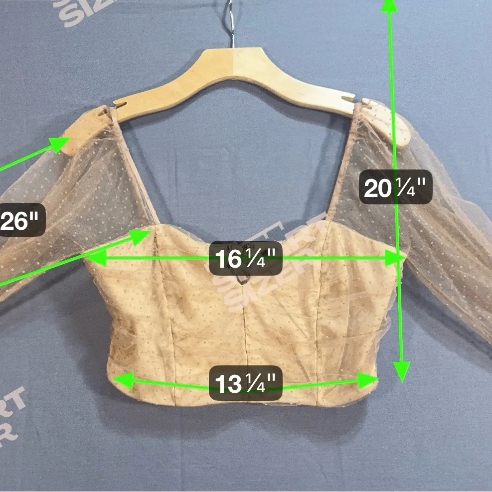 Chic Tan Pencil Skirt Set with Sheer Sleeves - Image 3