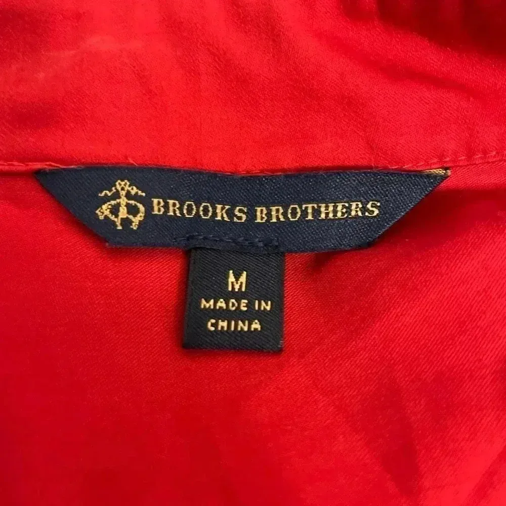 Brooks Brothers Top Blouse Tunic Womens Red Frayed Crochet Size Medium Cotton - Image 5