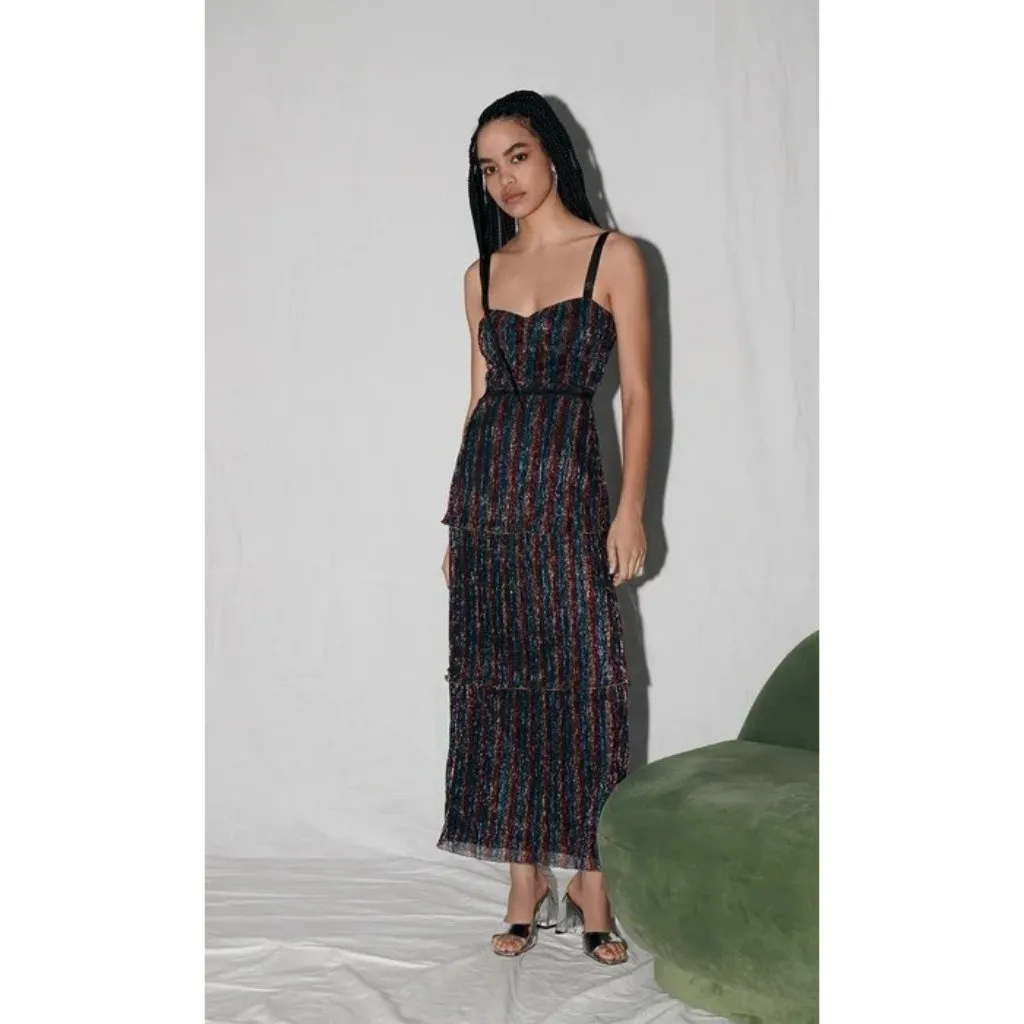 Saylor Aviva Dress in Rainbow Small New Womens Metallic Knit Midi - Image 12