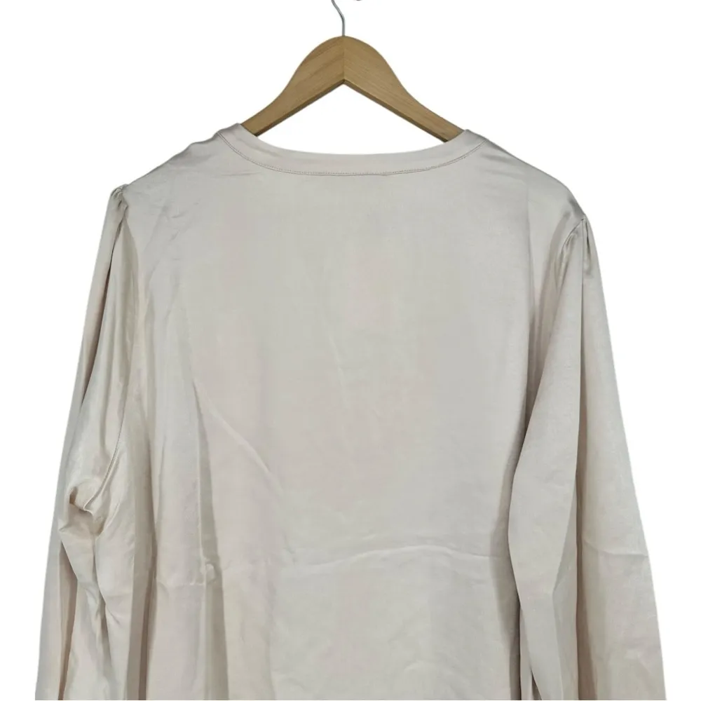 Sugarlips Henley Satin Long Sleeve Blouse 2X in Champagne NWT Cream Long Sleeve - Image 7