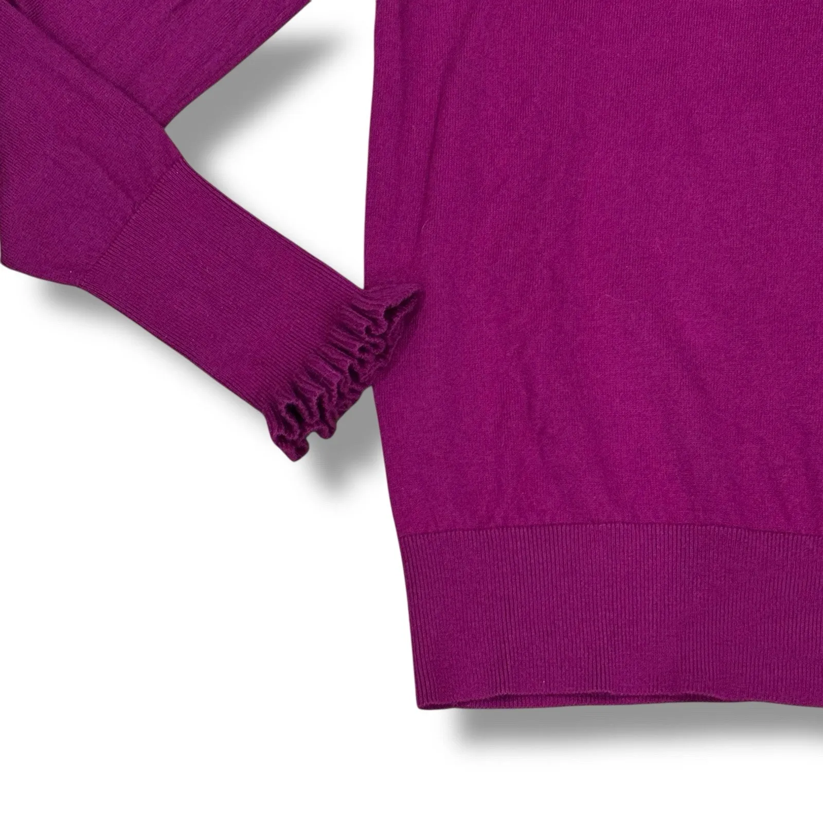 Boden Size 10 M/L Barbie Pink Ruffle Trim Wool + Cotton Pullover Sweater K0041 Size L - Image 5