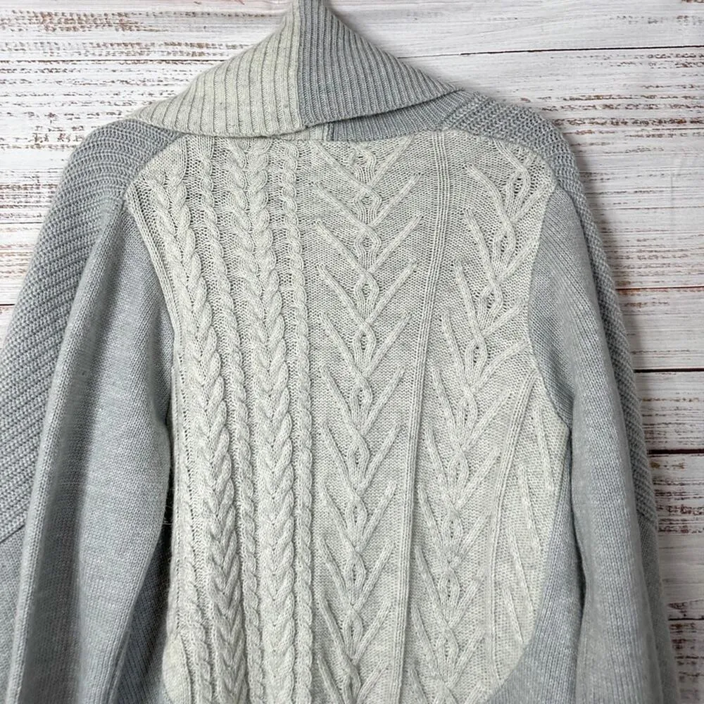 Fate Please Yourself Gray and Cream Open Shawl Chunky Cardigan, EUC, Small - Image 15