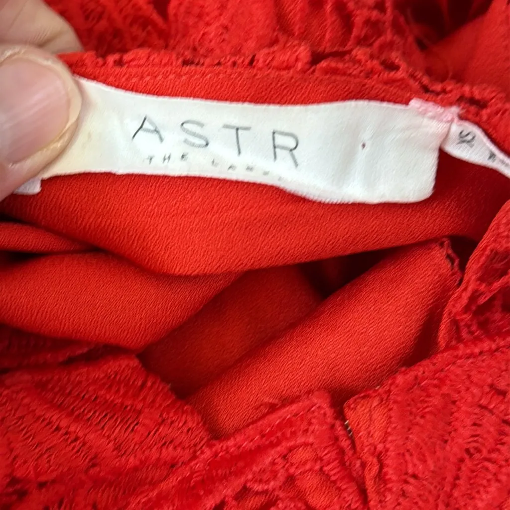 ASTR  Vibrant Red Lace Romper - Image 5