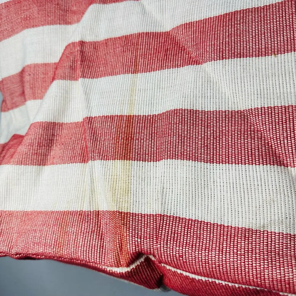 CRABTREE & EVELYN Red White Striped Wrapped Circular Handles Beach Tote Hand Bag - Image 4