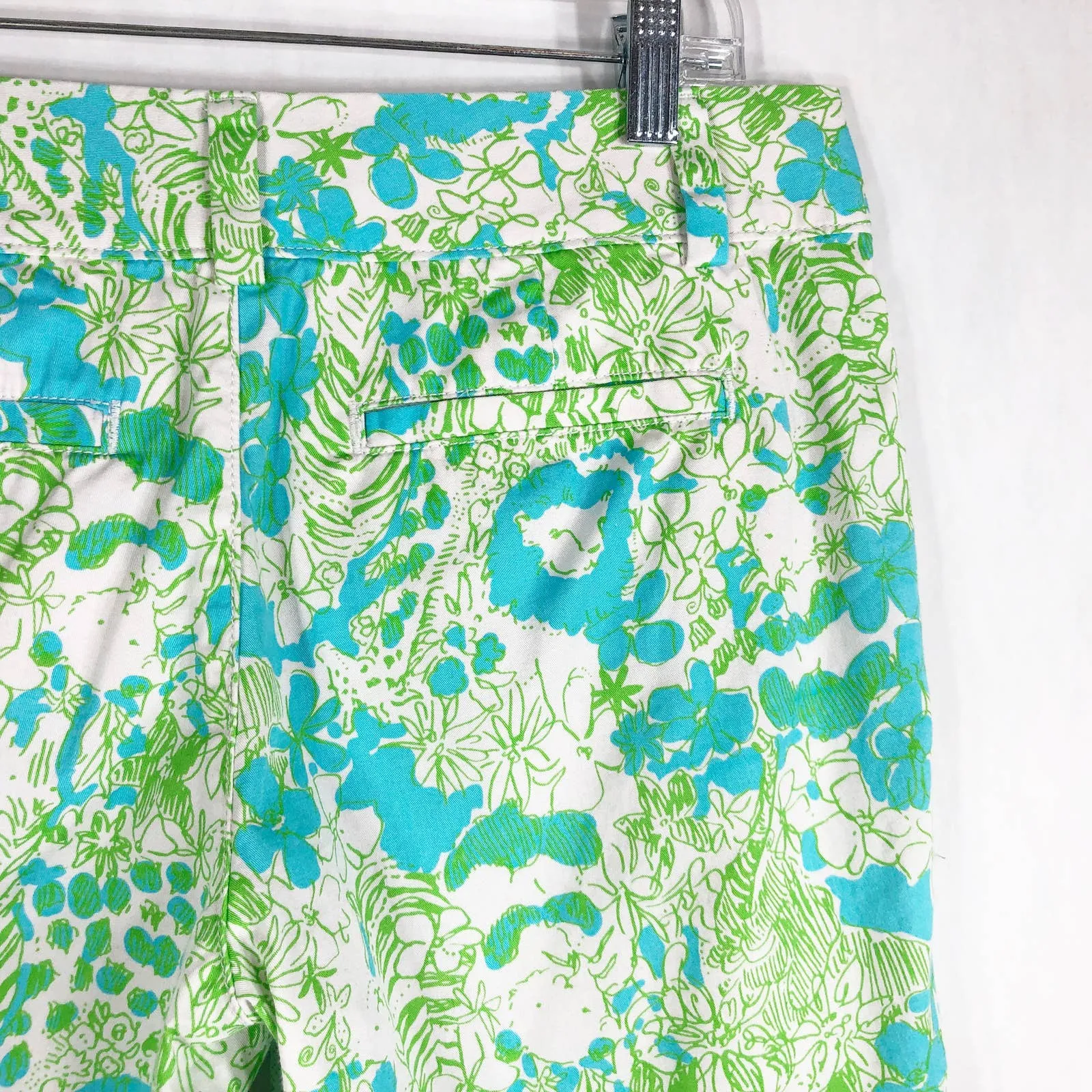 Lilly Pulitzer Size 4 Shorts Green Blue Lions Cotton The Chipper‎ Short 1448 - Image 5