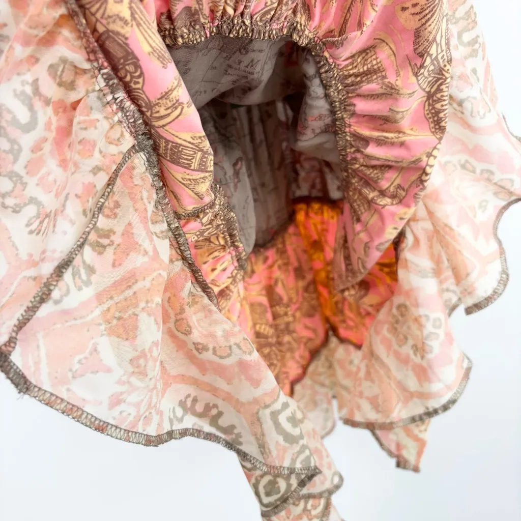 Maaji Multiprint Tiered Racerback Boho Mini Dress Mixed Print Swim Cover Small - Image 5