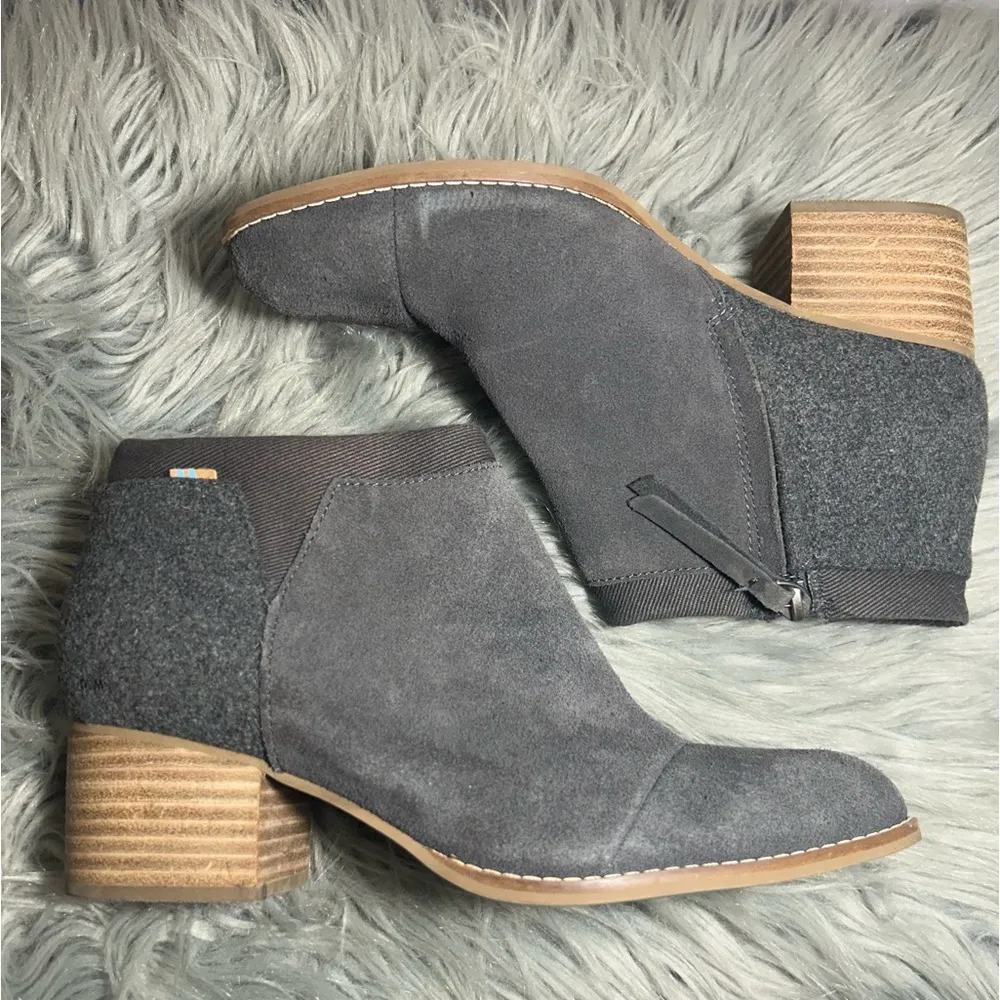 TOMS Womens Loren Ankle Boots Grey Suede / Felt Gray Ankle Boots Size 8 - Image 8