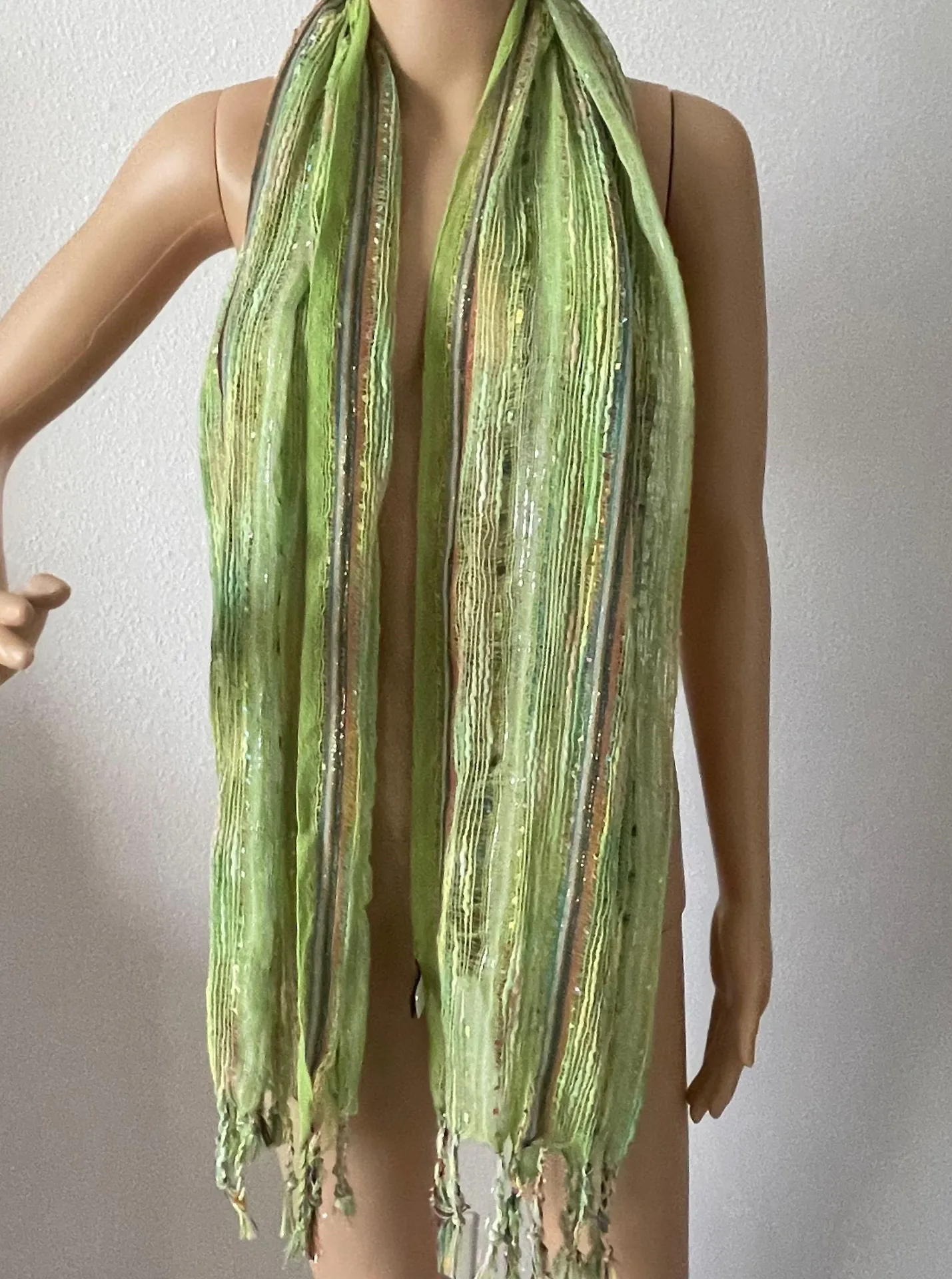 Green Pink Orange Blue Purple White Scarf - Image 2