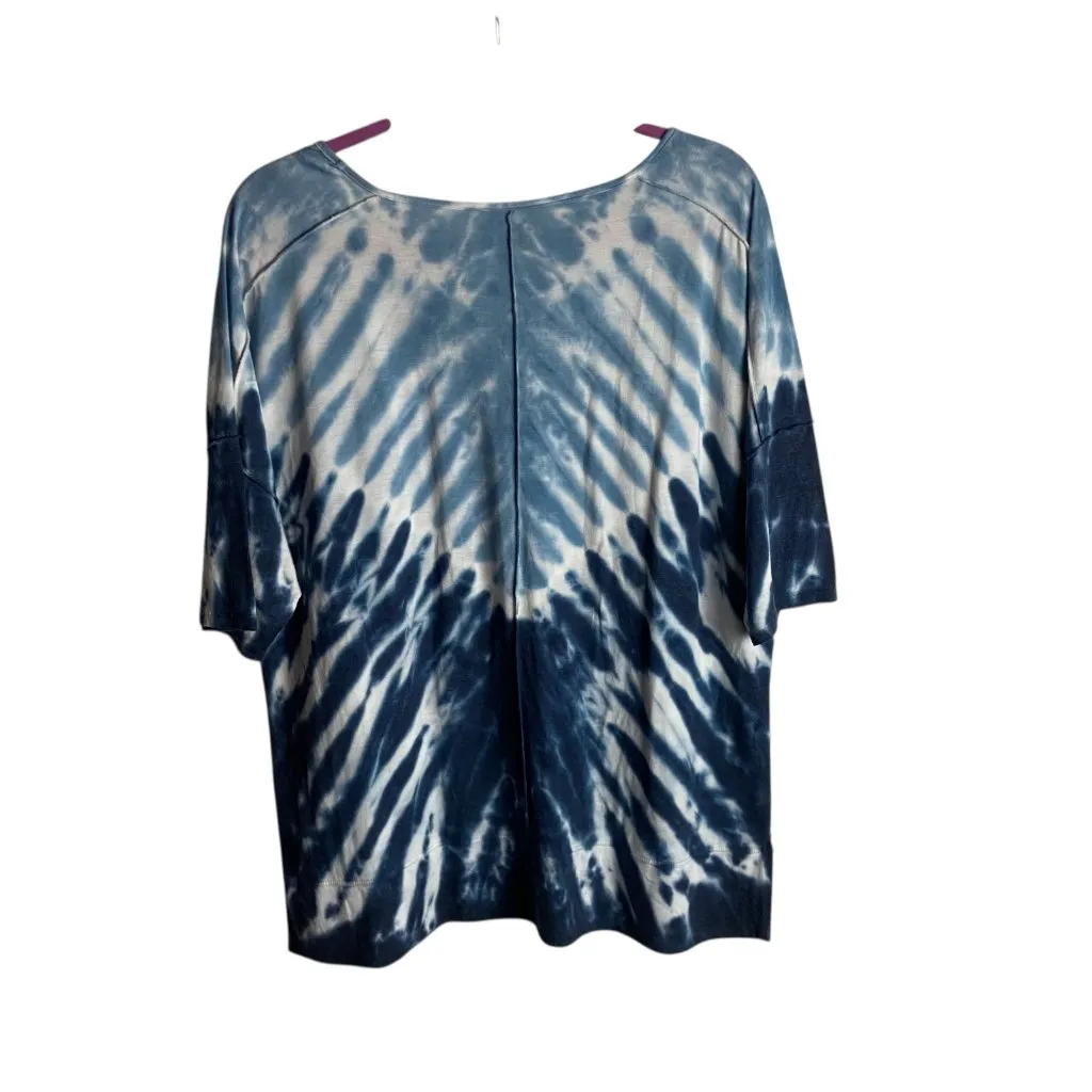 Green Tea Size Large Blue White Tie Dye High Low Tee Soft Casual Oversized Boho - Image 2