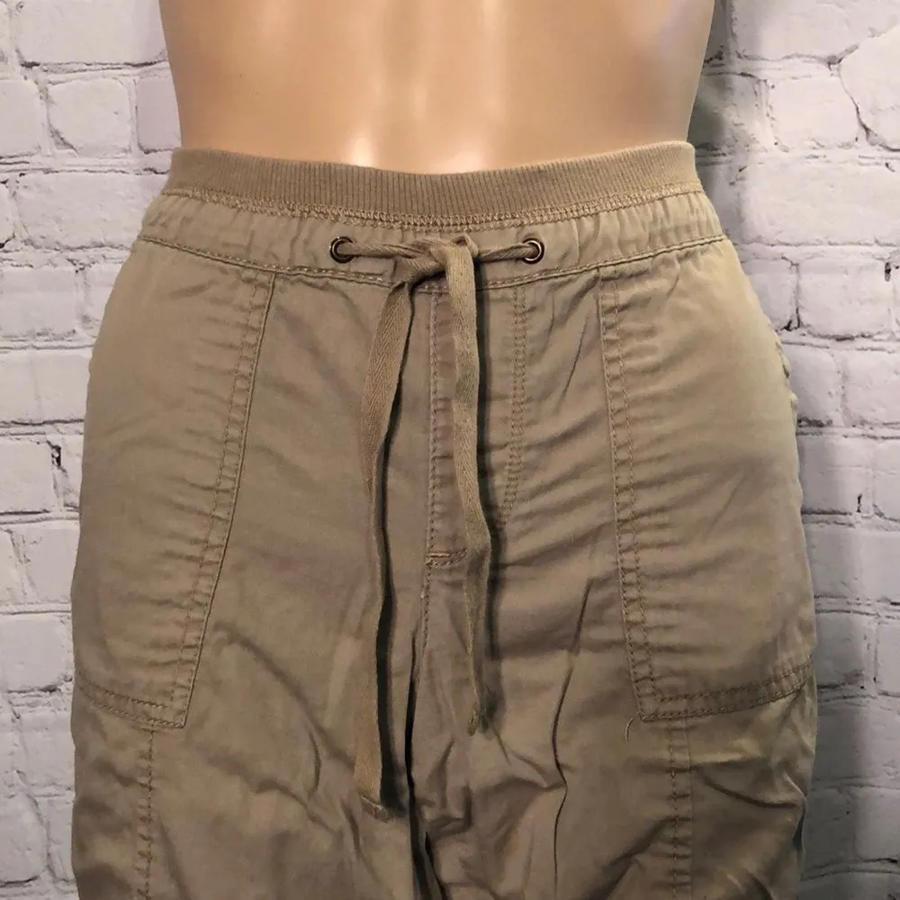 Old Navy Tan Drawstring Long Cargo Shorts S - Image 2