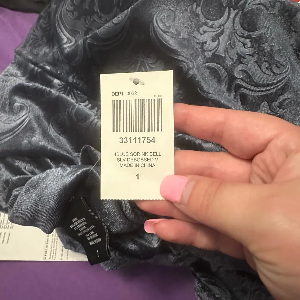 Cosmic Aura Skull Filigree Debossed Velvet Maxi Plus Size Dress - Image 3