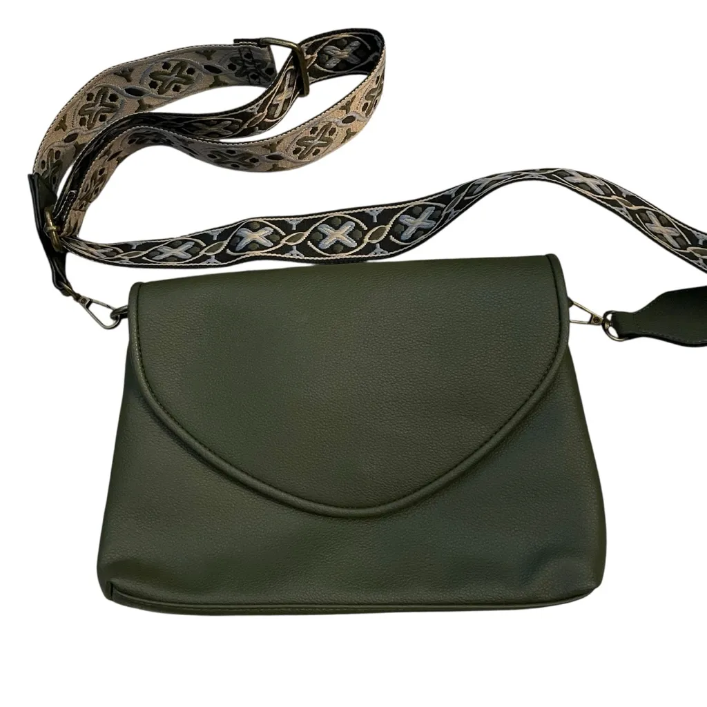 Simply Noelle Olive Green Crossbody with Decorative Adjustable Strap - Image 1