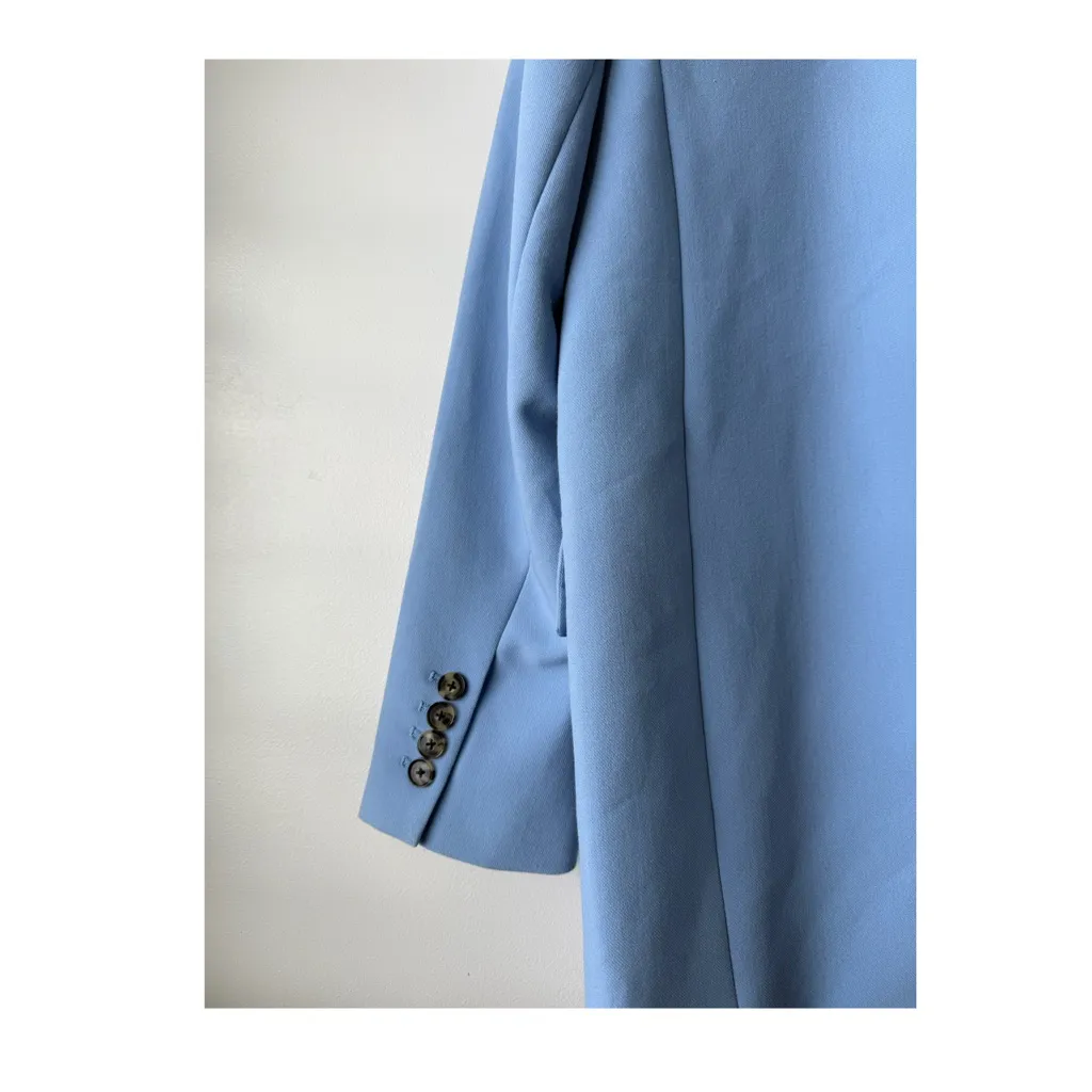 Oversized Blazer with Pockets Sky Blue - Image 3