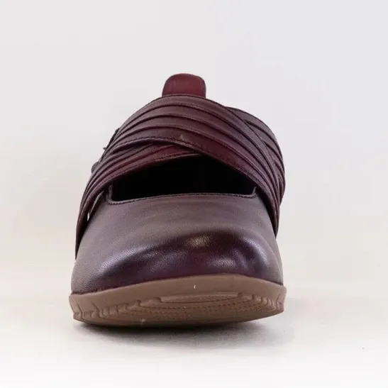 Romika sz 8 Women Loire 04 Amerina Red Leather Criss Cross Mary Jane Flat Casual - Image 3