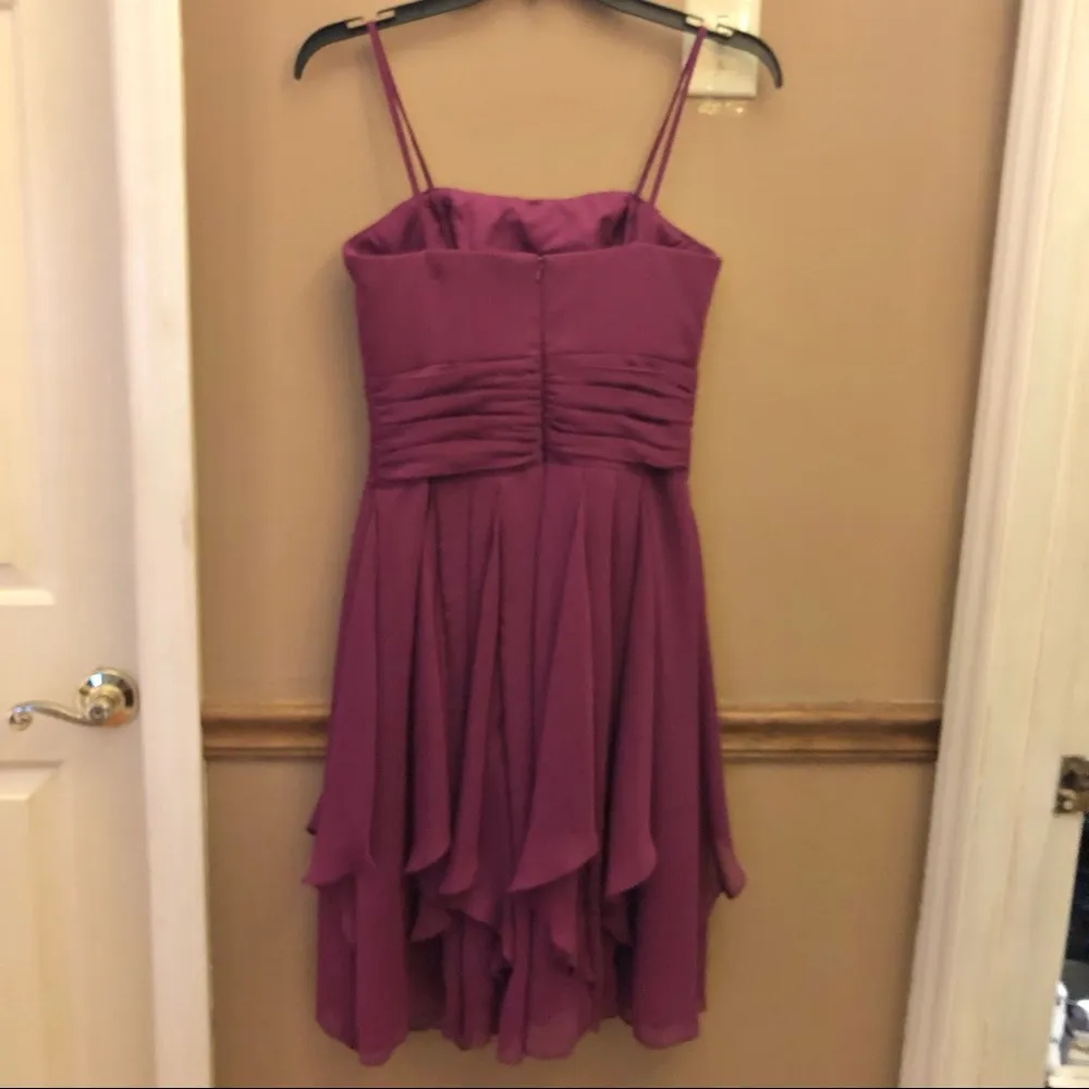David’s Bridal Ruffle Pleated Spaghetti Strap Cocktail Bridesmaid Dress purple 2 - Image 2