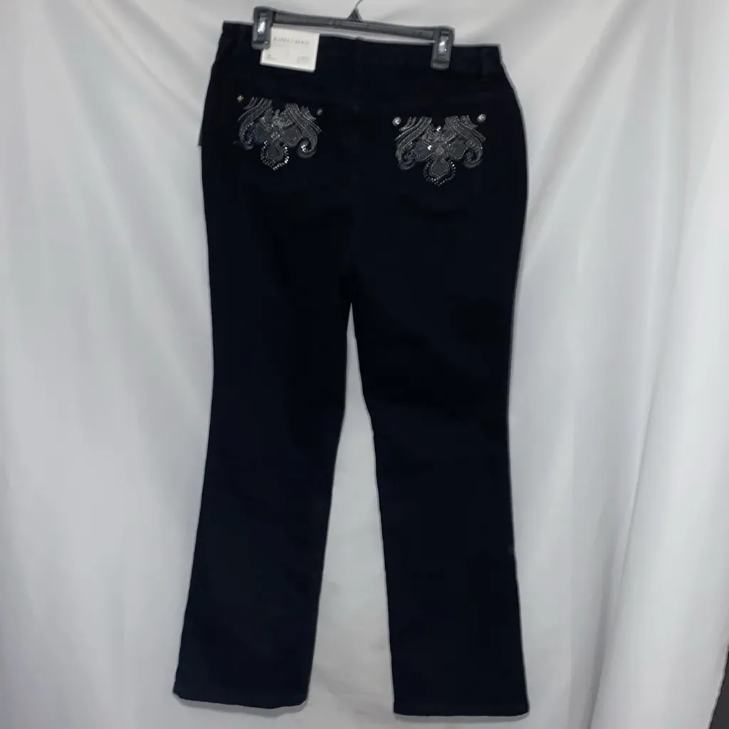 NWT Christopher & Banks Wo SIZE 14 AVG Black Jeans SILVER-THREADS BEAD DESIGN - Image 7