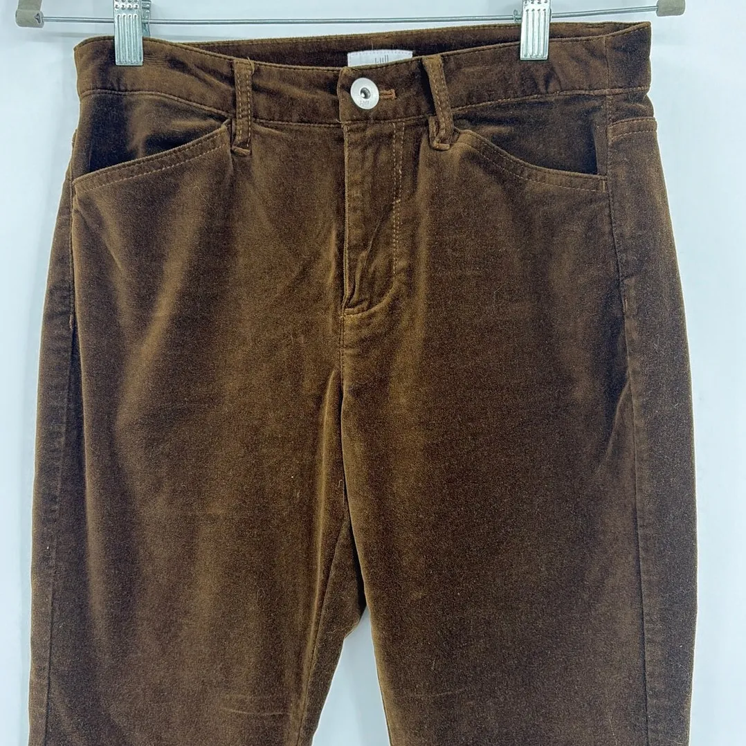 J.Jill Brown Velvet Pants 2P Winter Quiet Luxury Minimalist Olive Brown Preppy - Image 2