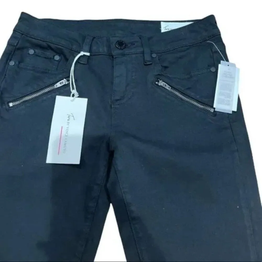 VINCE CAMUTO Women's Black Skinny Front Zipper Detail Jeans Sz 24 - Image 4