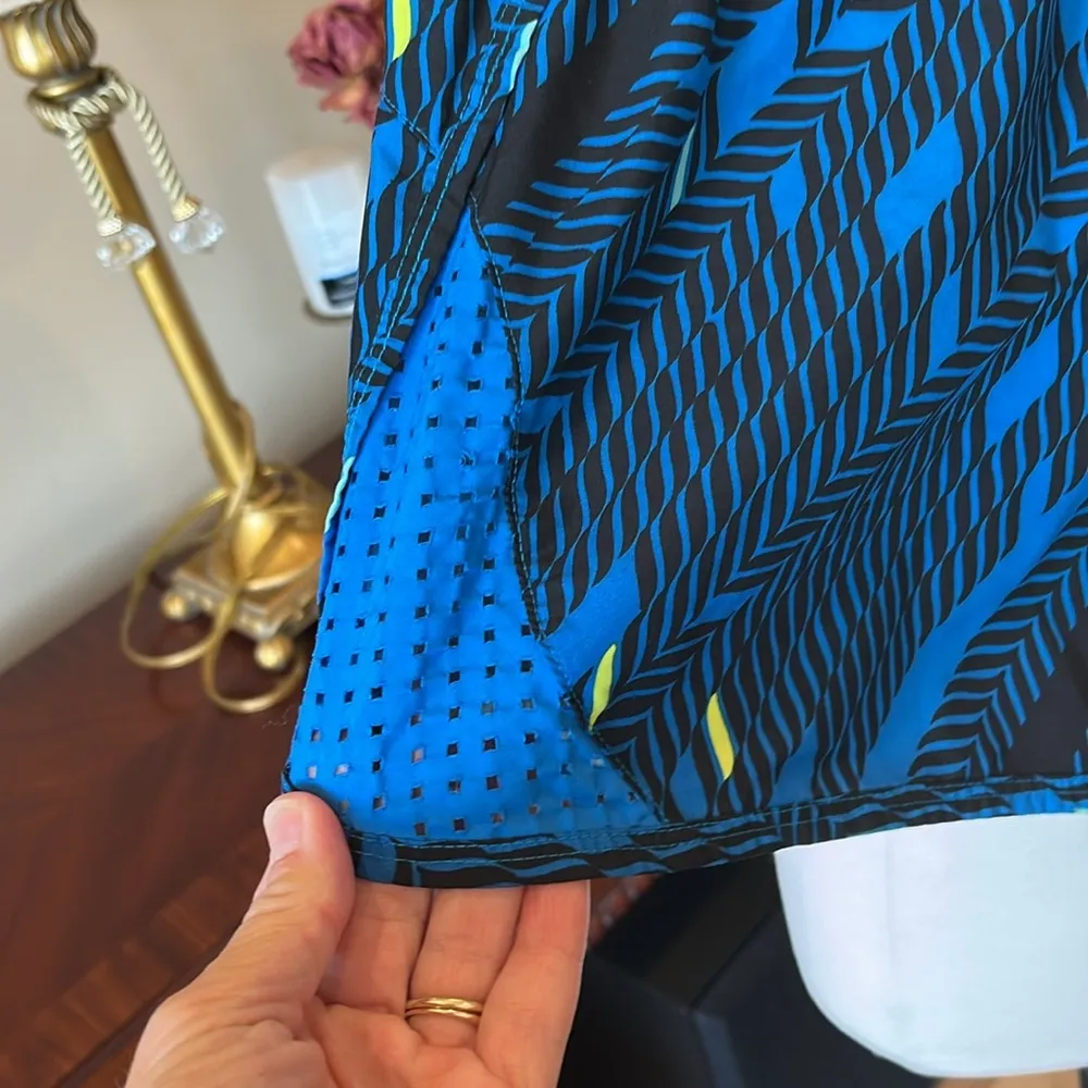 Colorful Royal Blue Black Print Performance Athletic Shorts - Image 5