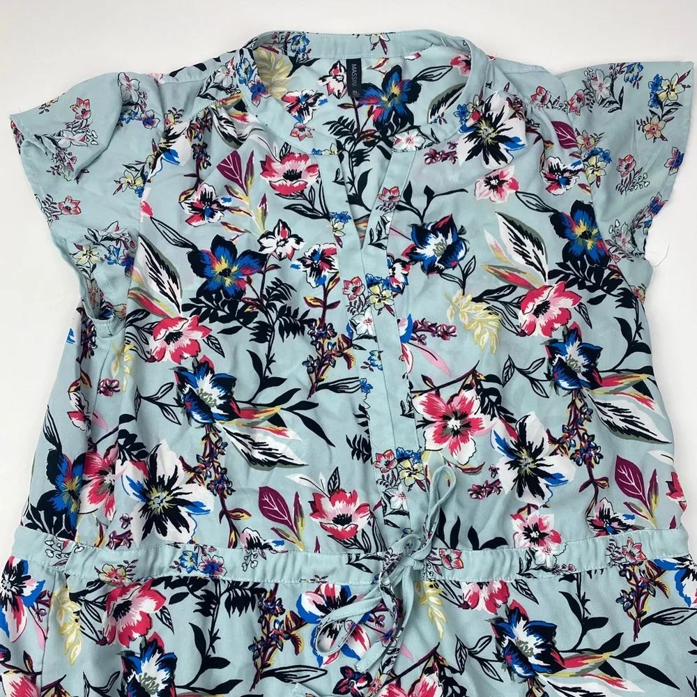 Massini Blue Multicolor Floral Print Dress Size XL Women’s - Image 3