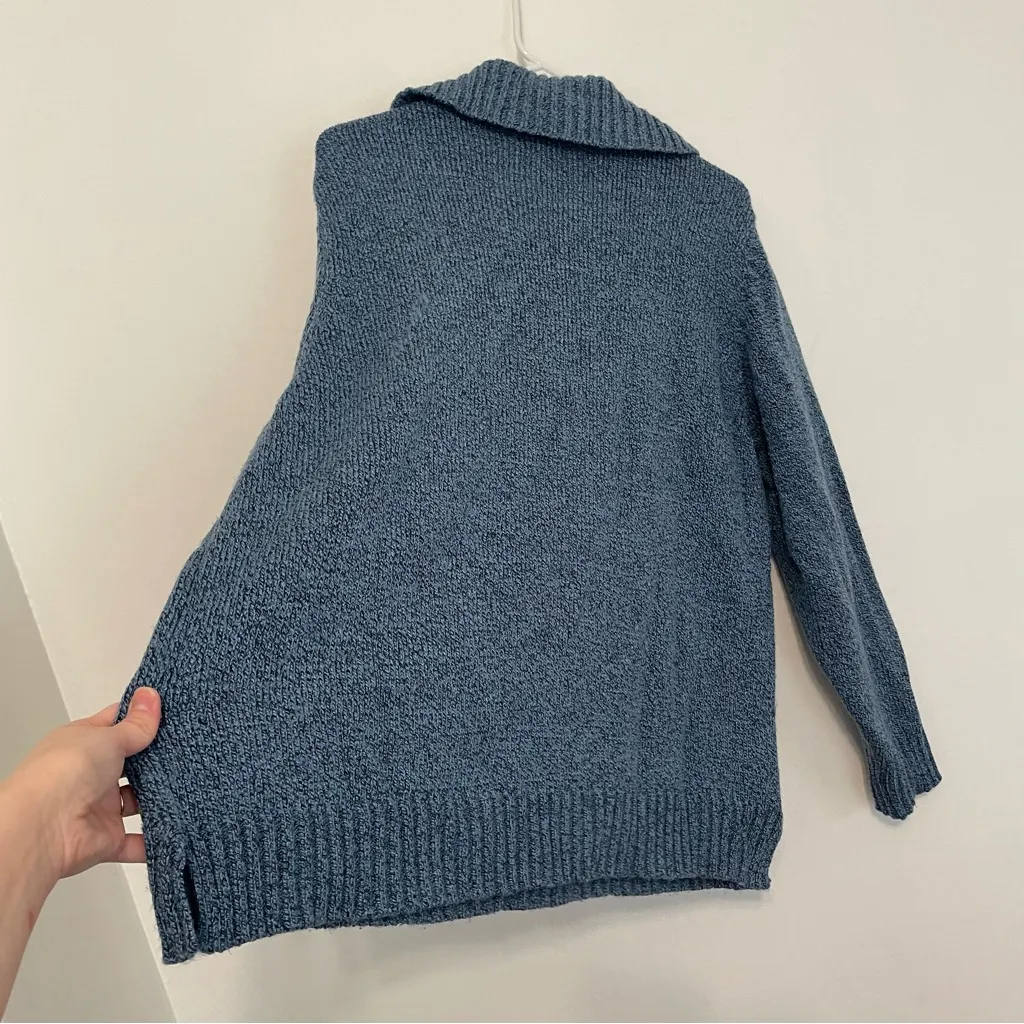 CROFT BARROW Plus Size Blue Black Marled Popover Quarter Button Pullover Sweater - Image 11