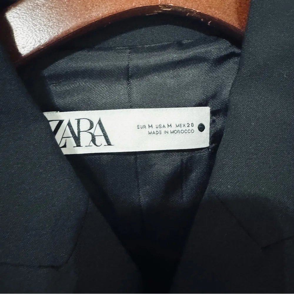 Zara Bloggers Favorite Black Double Breasted Cropped Wool Blend Blazer Sz‎ M - Image 14