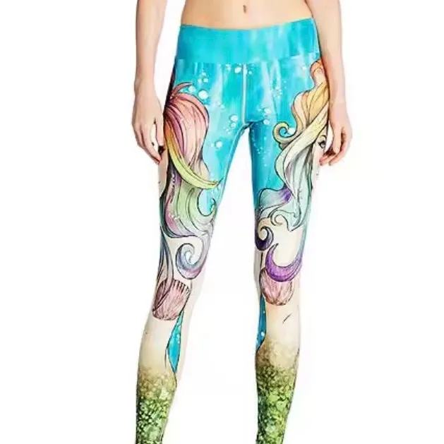EAGLE ROCK WERKSHOP Women’s Mermaid Multicolor Pastel Italian Fabric Leggings Blue Size XS - Image 3