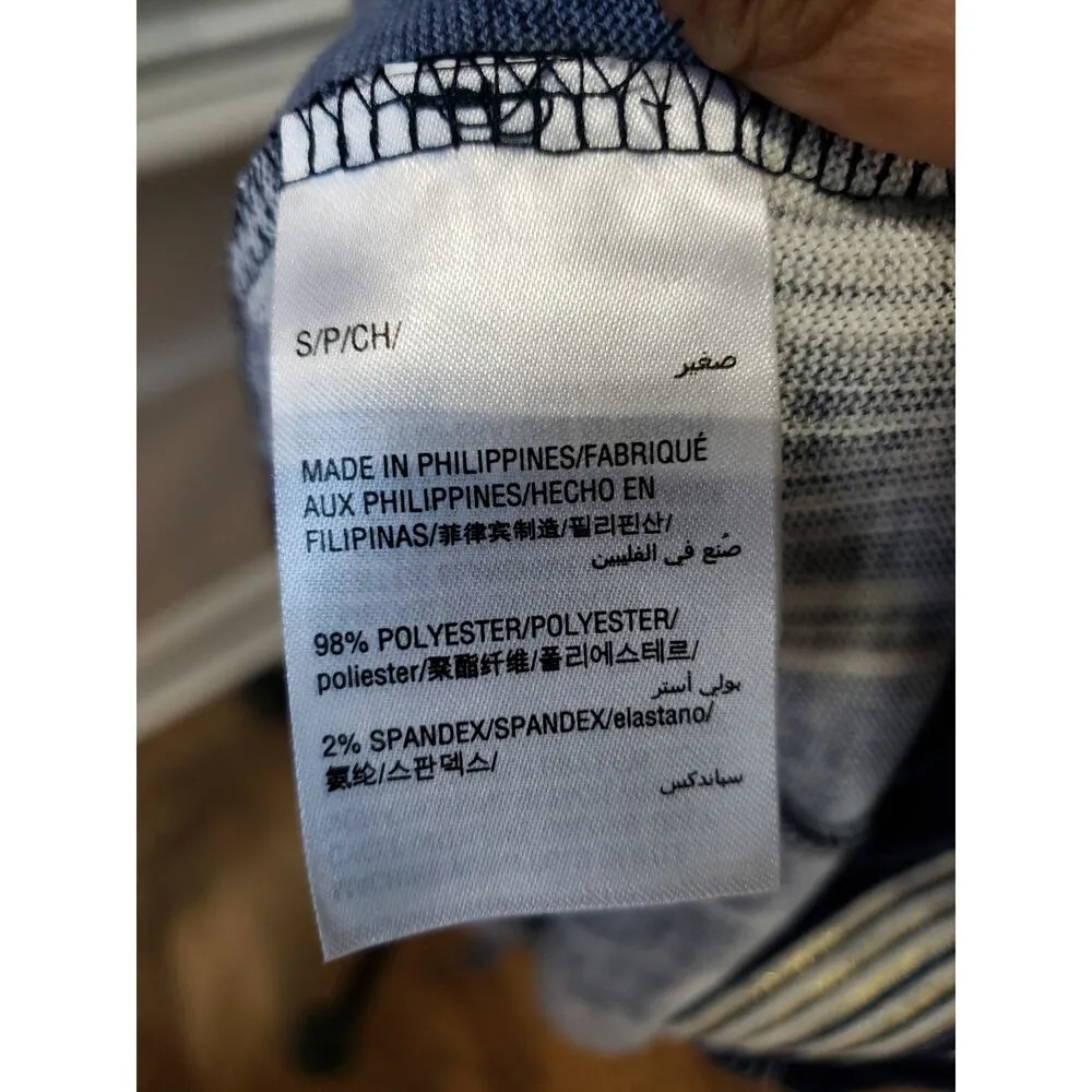 Women's JM Collection S Navy White Floral Stripe Cutout Neck Top 3/4 Sleeve - Image 9