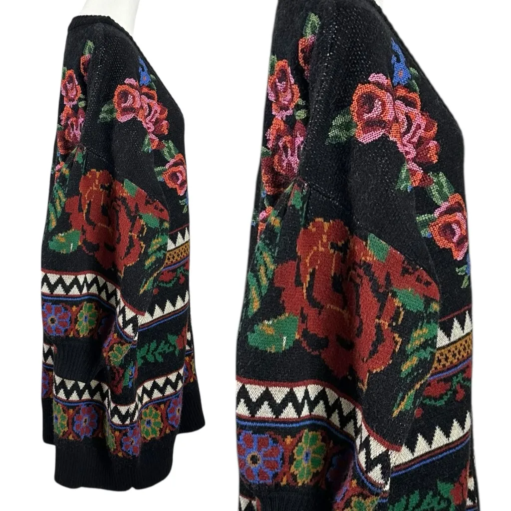 FARM Rio Floral Tapestry Long Cardigan Sweater Oversized Medium Wool Blend - Image 14